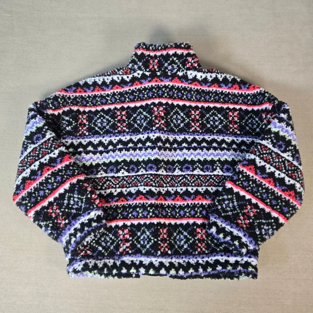 DSG Girls Cozy‎ Fleece Full Zip Jacket Small 8-9 Funky Fair Isle Youth Outerwear